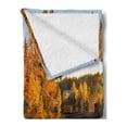 thumbnail image 2 of Fall Soft Flannel Fleece Throw Blanket, Lake at Sunset Rays Autumnal Landscape Pond Woodland Outdoors Ecology Environment, Cozy Plush for Indoor and Outdoor Use, 70" x 90", Multicolor, by Ambesonne, 2 of 5