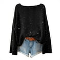 thumbnail image 6 of WHEANG Long Sleeve Shirts For Women Glitter Real Sequin One Shoulder Strip Sweater Knitted Soft Warm Casual Fashion Pullover 1Pc Black S-3Xl, 6 of 9