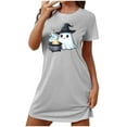 thumbnail image 3 of Aboser Womens Halloween Holiday Nightshirts Short Sleeve Sleepwear Dress Soft Crew Neck Short Loungewear Trendy Casual Graphic Nightgowns, 3 of 6