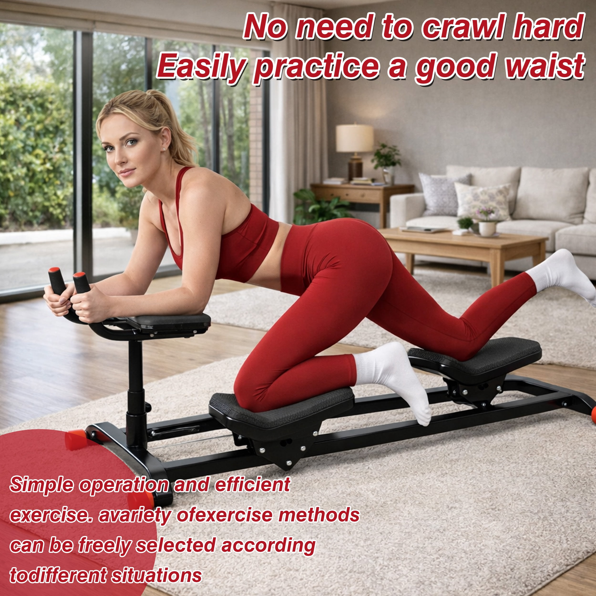 Primal Crawl & Spine Twist and Stretch Trainer – Full Body Low-Impact Cardio Machine with Adjustable Hand Grips, Knee Support & Steel Frame | Home Gym Equipment