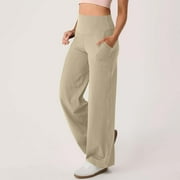 Lovzfmll Women's Yoga Pants, Straight Leg Athletic Pants with Pockets, Full Length Casual Exercise Pants, Solid Color Lounge Pants for Fall 2025