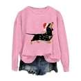 thumbnail image 7 of Women's Sweatshirt Winter Christmas Dog Printed Long Sleeve Crew Neck Pullover Tops Regular Casual Cozy Soft Loose Fall Women Sweatshirt Pink S, 7 of 7