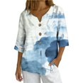 thumbnail image 2 of Xuyuer Solid Button Shirt Blouse - Women's Fashion Loose Female Neck T-Shirt Style Top for Smart Casual Office Wear, Weekend Brunch Outings & Effortless Minimalist Everyday Style, 2 of 7