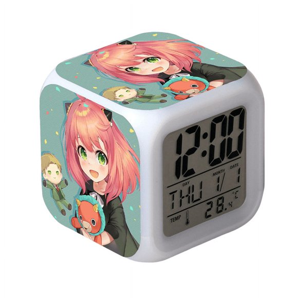 Anime Alarm Clock One Piece LED Square Clock Digital Alarm Clock with Time, Temperature, Alarm, Date
