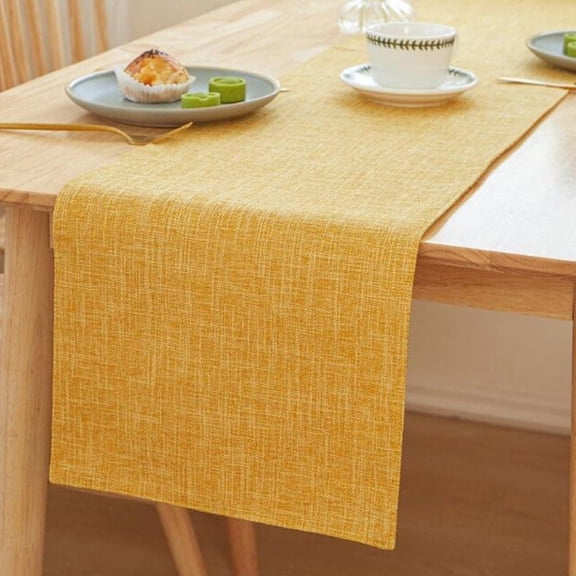 Table Runner 12 x 72 Inches Soft and Comfortable Yellow Polyester Rectangle Runners for Kitchen Dining Room Banquet Decor