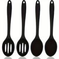 thumbnail image 4 of Silicone Cooking Spoon Black Colander Heat-resistant Large Silicone Batter Slotted Spoon, Spoon Non-stick Cooking Utensils, Kitchen Silicone Mixing Spoon Set, Serving, Kitchen Gadgets, 4 of 8