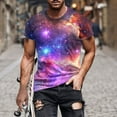 thumbnail image 2 of Idoravan Mens Shirts Casual Stylish Mens Shirts under $5.00 Men's Casual Sky Printed Round Neck Short Sleeved T-shirt Top, 2 of 5