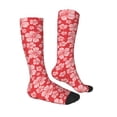 thumbnail image 3 of Vsdgher Red Hibiscus Flower Print Thigh High Socks Extra Long Stretchy Sock Women Over Knee High Opaque Stocking Daily Wear, 3 of 5