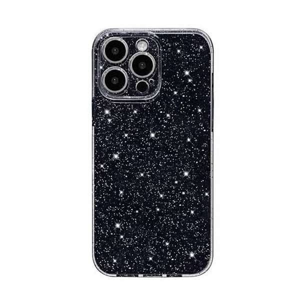 HAYAN Case for iPhone 15 Pro Case Glitter Cute Sparkly Shiny Bling Sparkle Phone Cases 6.1", Thin Slim Fit Soft TPU Bumper Shockproof Rubber Protective Cover for Women Girls Girly, Black