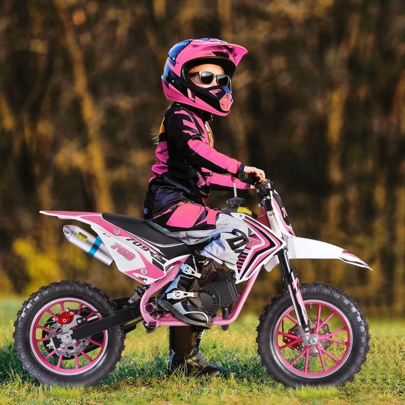 Seipouy 49cc Mini Dirt Bike for Kids, 2-Stroke Gas Power Off-Road Motorcycle with 10-Inch Tires Front & Rear Disc Brakes Shock Absorbing Soft Seat Cushion, Mini Motocross Motorcycle Dirtbike 30 KM/H