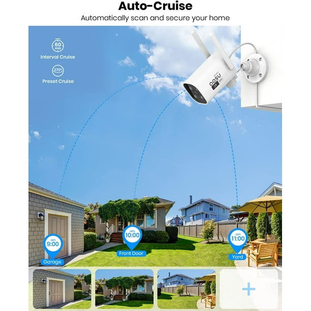 2K Security Camera Outdoor with Color Night Vision Wired Home Security Cameras Support 24 7 Recording Auto
