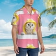 thumbnail image 3 of Pofeuu A Funny Cat Print Hawaiian Shirt for Men Sleeves Casual Button Down Summer Beach Dress Shirts T-Shirts,, 3 of 7
