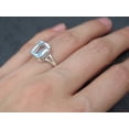 thumbnail image 2 of 925 Sterling Silver Sky Blue Emerald Cut Aquamarine Gemstone Ring Woman Birthstone Gift Wedding Gift Ring, 2 of 3