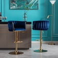 thumbnail image 2 of Chrome Footrest & Golden Legs / Navy Bar Stools for Game Room, 2 of 7