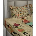 thumbnail image 2 of Ambesonne African Fitted & Top Sheet Set with Shams, Woman Silhouettes, Ecru Multicolor, 2 of 4