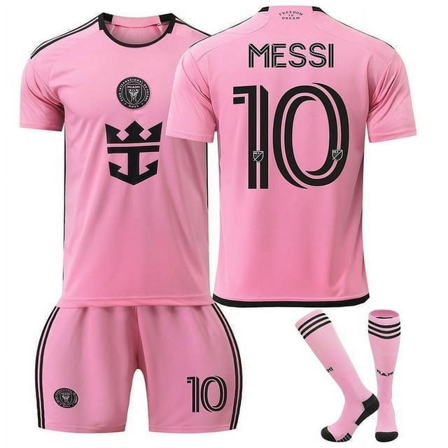 Tanifi kids' Football Clothes Boys Girls New Miami Messi ¿ 10 Jersey kids' Football Junior Sports Clothes Football Training Uniform - Rosa | 26 yardas