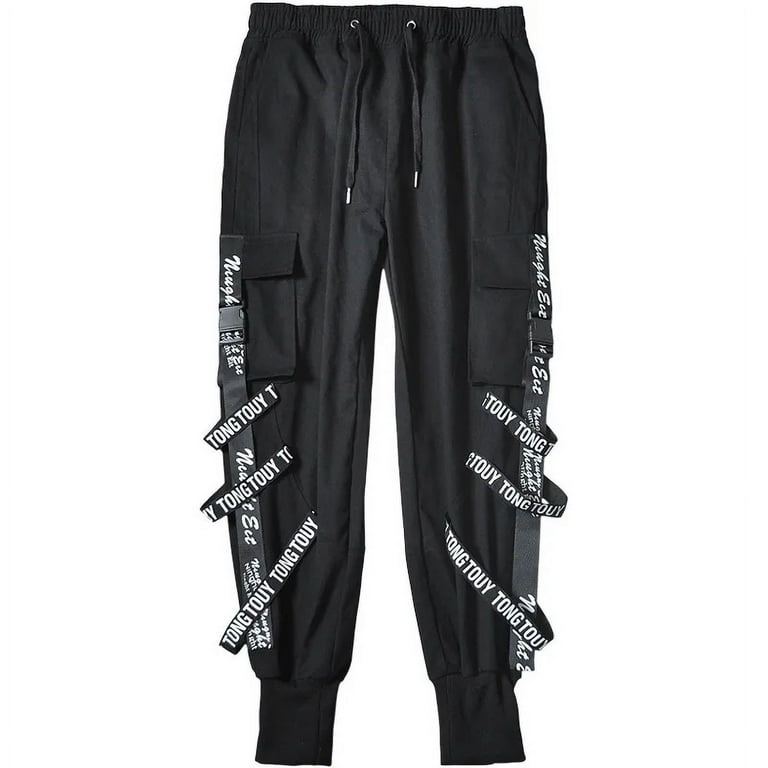 AnQingLueLv Techwear Cargo Pants Men Joggers Black Cargo
