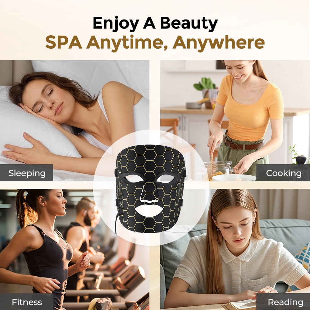 Red Light Therapy for Face, LED Face Mask Light Therapy with Rechargeable Remote for Acne, Wrinkles, Skin Rejuvenation, Portable Facial Skin Care Mask with Timing Function - Home Use 96 LED Beads