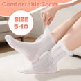 thumbnail image 3 of Bocaoying 8 Pairs Women's Lace Ankle Socks, White Frilly Cute Lettuces Socks Sheer Socks for Women with Bow & Heart, Sweet Lolita Thin Casual Socks, Y2K Styles Casual Socks for Daily Wear, 5-10, 3 of 7
