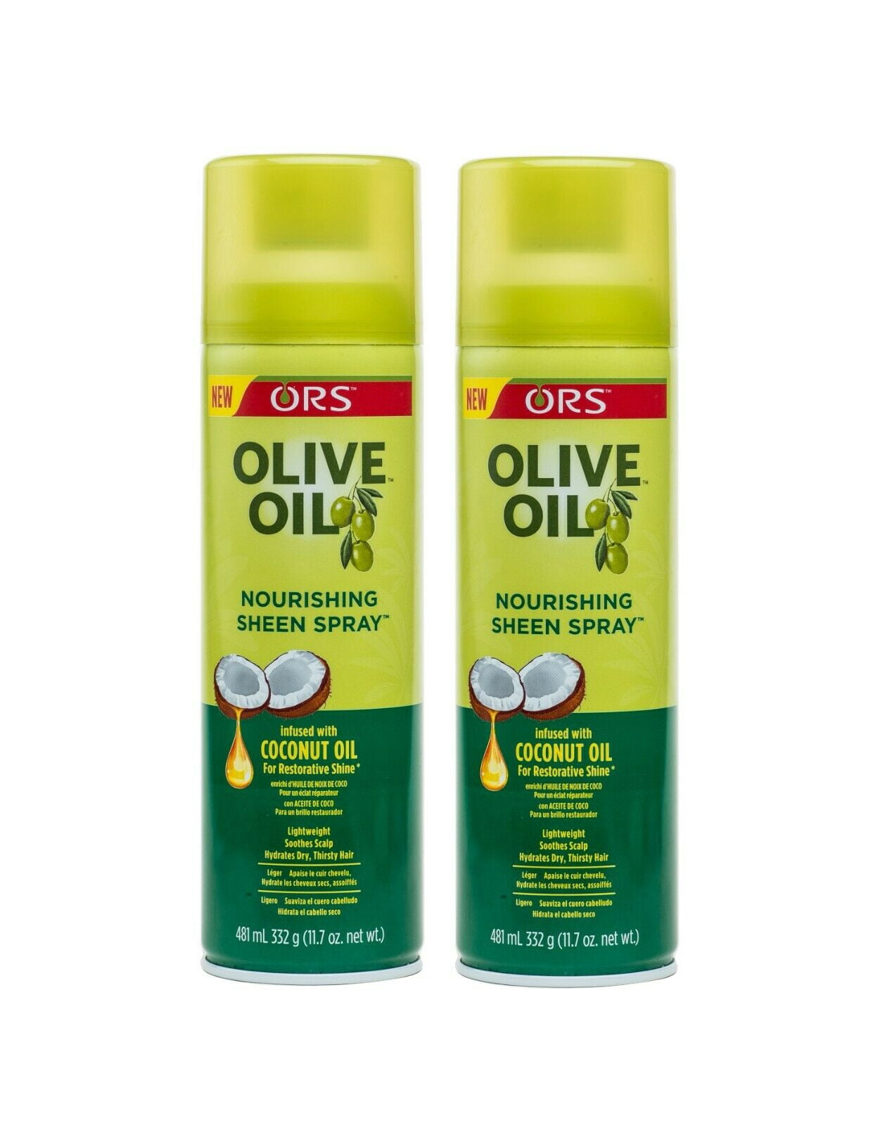 ORS Olive Oil Nourishing Sheen Spray infused with Coconut Oil 11.7 oz (Pack of 2)