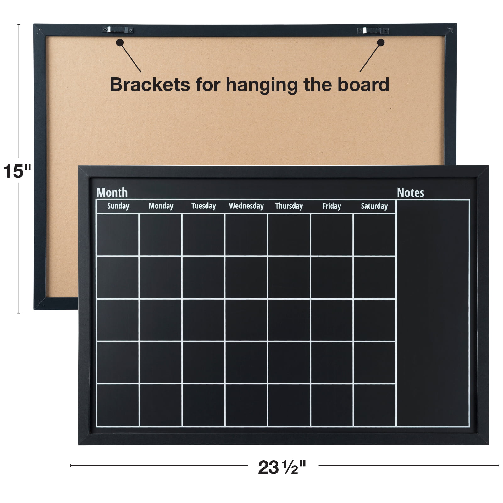  Excello Global Products Framed Calendar Chalkboard: Includes  Chalk & Magnets 23.5x15 - EGP-HD-0002 : Office Products
