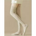 thumbnail image 4 of LKJYER Women Thigh High Socks Over the Knee Wool Cable Extra Long Knit Boot Socks Winter Leg Warmers, 4 of 8