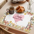 thumbnail image 3 of Mother's Day Placemats Set of 6 Spring Watercolor Flowers Pink Love Heart Place Mats Indoor Wipeable Table Mats Washable Cloth Dining Table Placemats for Kitchen Holiday Party Home Decor 13x19 Inch, 3 of 9