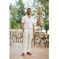 thumbnail image 4 of COOFANDY Men's Linen Pants Drawstring Casual Loose Fit Beach Summer Yoga Pants Lightweight Linen Trousers, 4 of 9