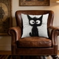 thumbnail image 6 of Cute Cat Pillow Covers, Black Cat Line Art Doodle Cartoon Throw Pillows Cover, Sofa Couch Pillow Cases for Farmhouse Indoor Home Decor (18x18in), 6 of 6