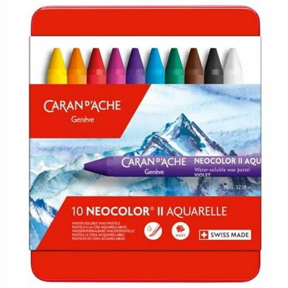Caran d'Ache Classic Neocolor II Water-Soluble Pastels, 10 Colors