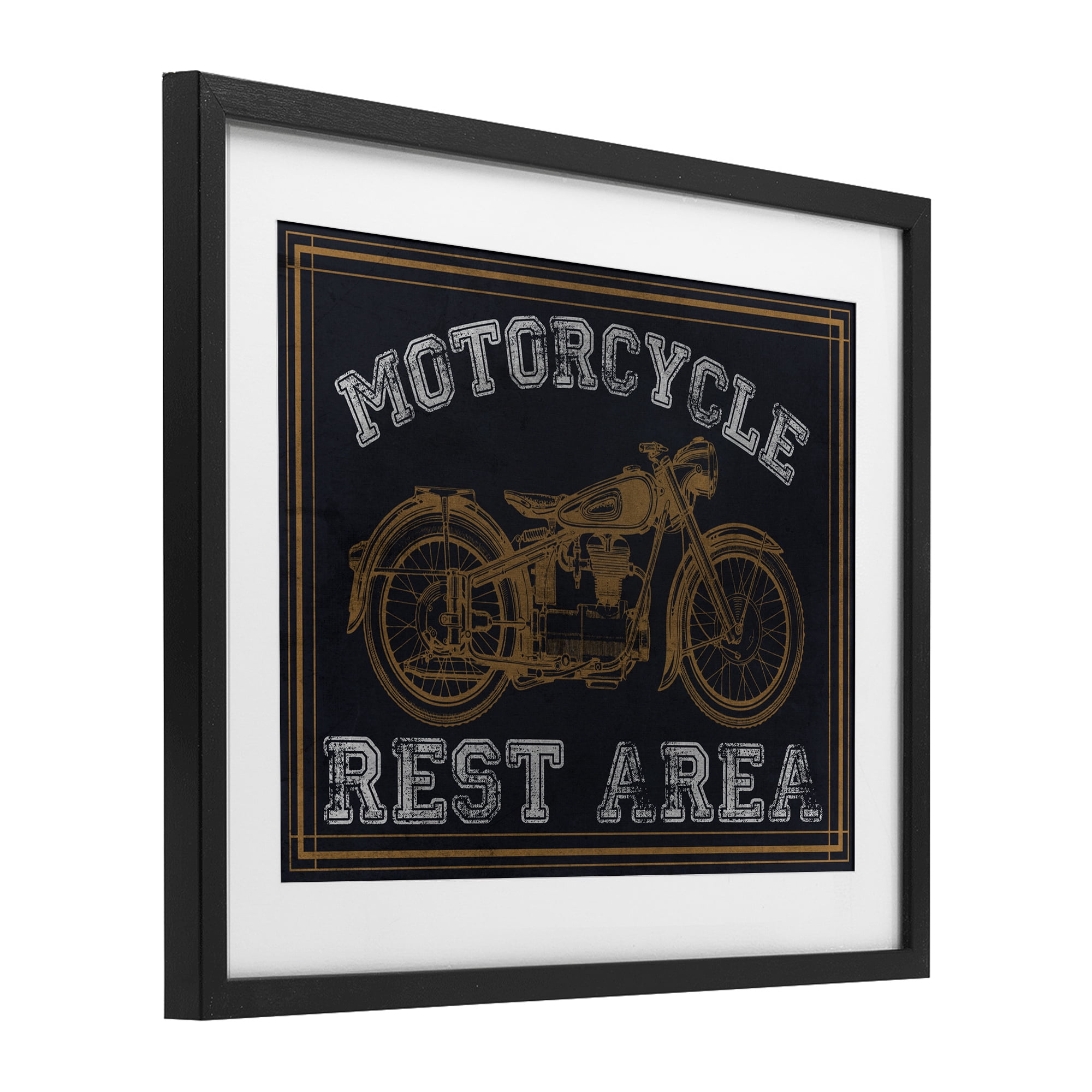 Stupell Industries Motorcycle Rest Area Black Framed Print Under Glass, design by Marcus Prime