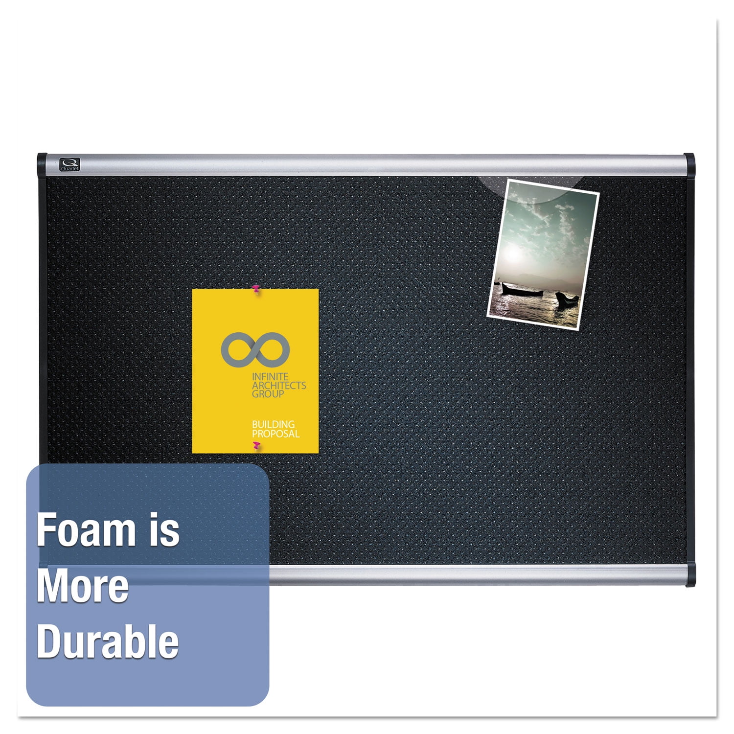Quartet Prestige Embossed Foam Bulletin Board, 36 X 24, Black, Aluminum Frame