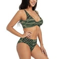 thumbnail image 2 of Rocae Jungle Green Camo USA Flag for Bikini Set for Women Two Piece Sexy High Swimsuits Split Crossover Bikini Medium, 2 of 9
