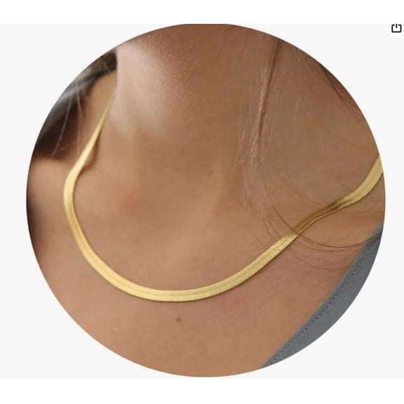 Valentine's Day Gift Gold Necklace For Women Herringbone Flat Necklace Simple Gold Necklace 5MM 20" -26"
