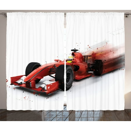 Cars Decor Curtains 2 Panels Set Generic Formula 1 Racing Car