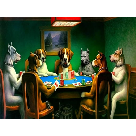 DIY 5D Diamond Painting Kit (for Adults) Diamond Painting "Dog, Playing Cards" - Full Diamond Crystal Rhinestone Embroidery Craft Kit, Can Be Used as Gift, Wall Decoration