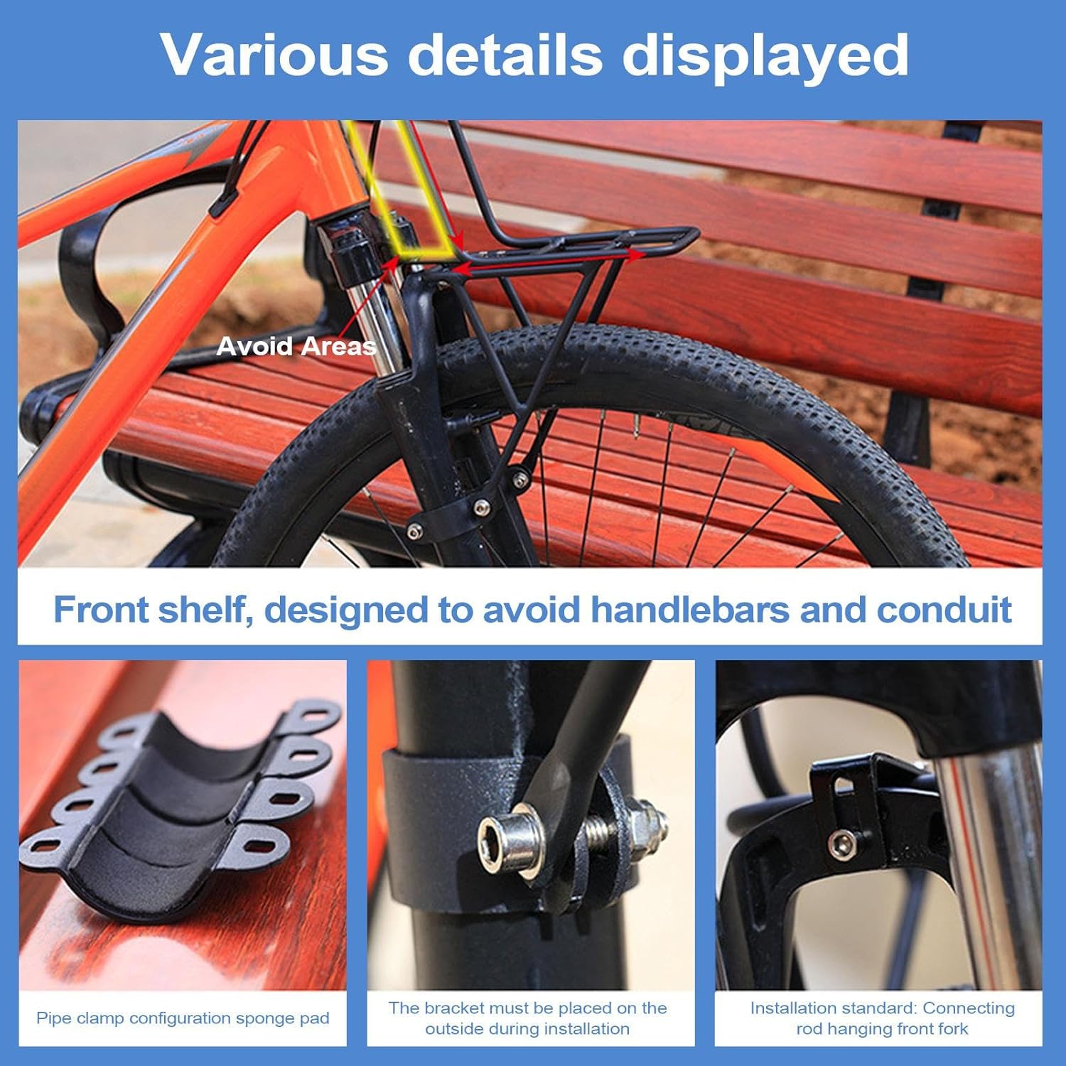 Bike Basket - Front Handlebar Storage Rack, Sturdy Wire Cargo Carrier, Precise Secure Mounting System, Cycling Accessory, Fits All Bicycle Styles, for Shopping School Picnic