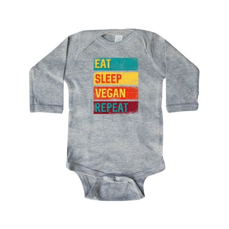 

Inktastic Vegetarian Eat Sleep Vegan Repeat Gift Baby Boy or Baby Girl Long Sleeve Bodysuit