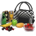 thumbnail image 5 of Kuqiui Lunch Bag for Women/Men,Waterproof Reusable Portable Lunch Tote,Lunch Box Bag.Thermal Cooler Bag Ideal for Work/Party/Travel/Picnic (3d Black and White Checkerboard Tunnel ), 5 of 8