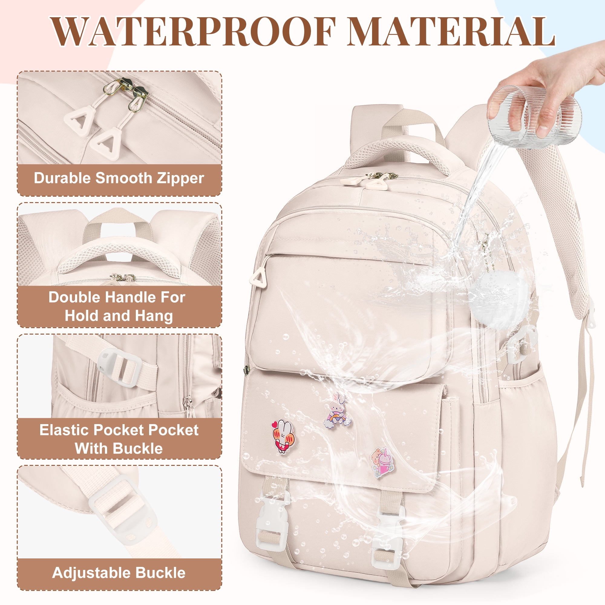 DAKIMOE Kids Backpack School Backpacks for College Cute Girl Middle High School Bookbag Large Capacity Lightweight Waterproof Daypack for Teens Students