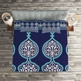 thumbnail image 2 of Ambesonne Moroccan Quilted Coverlet 3 Pcs, Oriental Design, Queen Size, Teal Royal Blue, 2 of 2