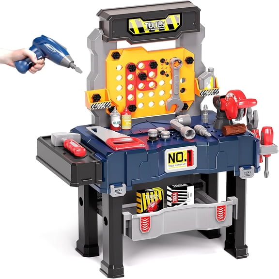 Eohemeral Kids Tool Bench with Realistic Tools and Electric Drill,Transformable Kids Tool Set,Toddler Workbench for Boys and Girls