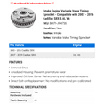thumbnail image 2 of Intake Engine Variable Valve Timing Sprocket - Compatible with 2007 - 2016 Cadillac SRX 3.6L V6 2008 2009 2010 2011 2012 2013 2014 2015, 2 of 2