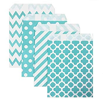 BLUE Candy Stripe Gift Paper Party Bags Buffet Weddings Cakes Loot   5" X 7" 