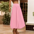 thumbnail image 2 of Uuwenda Women Skirts Maxi Bubble Skirt Elastic Waist Aline Long Puff Skirt Ruffle Hem Balloon Skirts Red L, 2 of 7