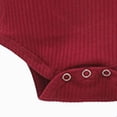 thumbnail image 5 of TOWED22 Newborn Baby Girl Fall Winter Clothes 3-Piece Outfits Set Long Sleeve Round Neck Bodysuit Romper Ribbed Pants Headband Set(Wine,9-12 M), 5 of 5