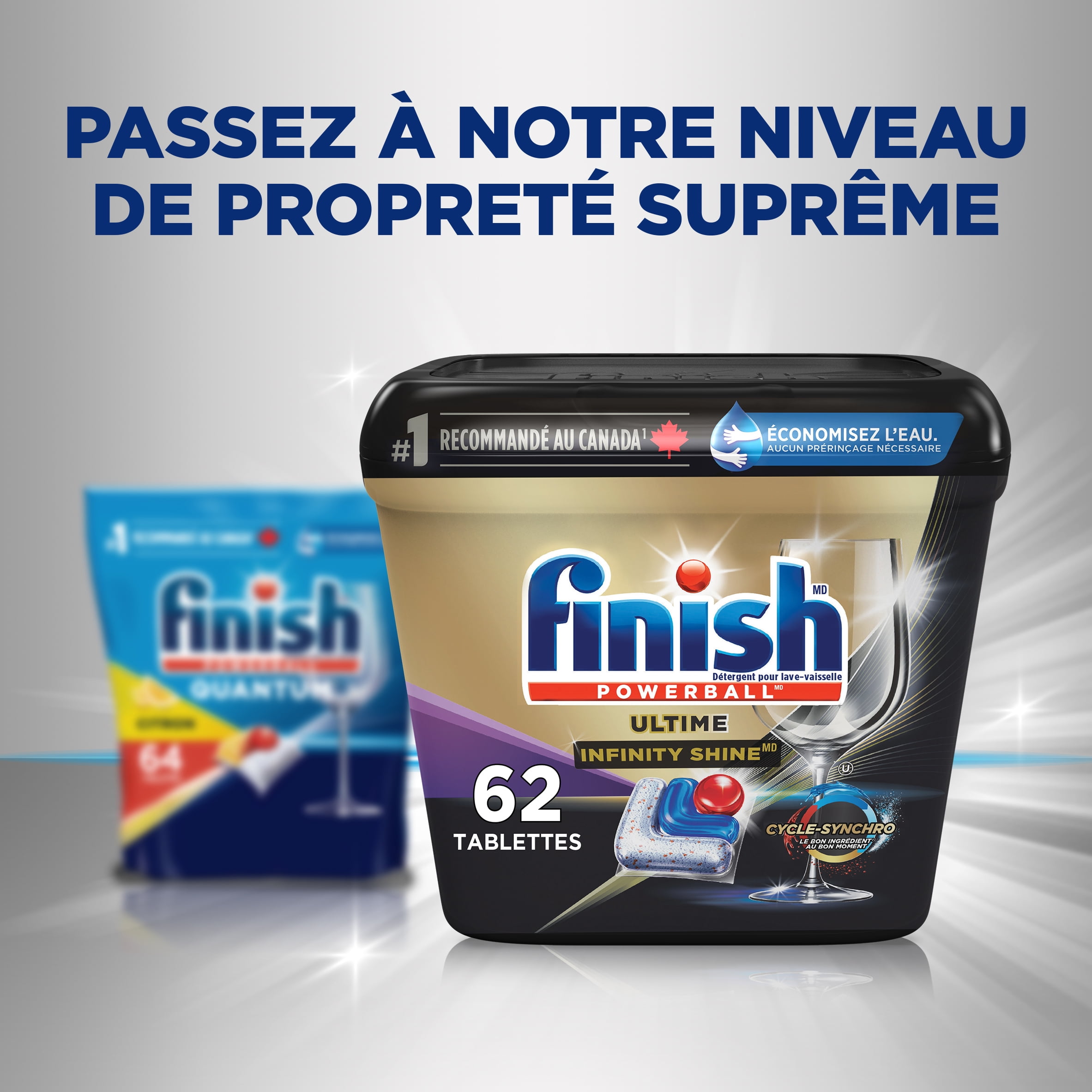 Finish Power Ball Quantum Dishwasher Detergent Pods, No pre sinse needed, For Deep clean & sparkling shine, Lemon Sparkle