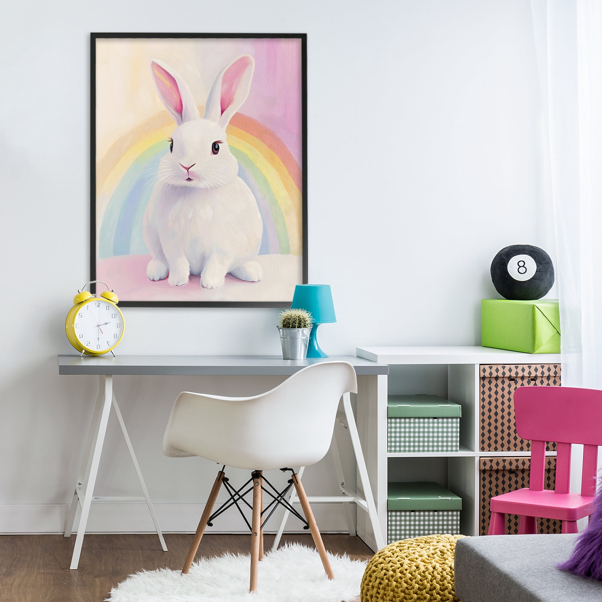 Stupell Industries Rainbow Bunny in Pastel Hues Black Framed Giclee Art, design by The Prints Vibe