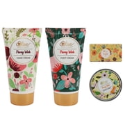 Body & Earth Body Care Lotion Gift Sets for Women Birthday Gifts, Peony Hand Cream, Foot Cream, Soap, Scented Candle