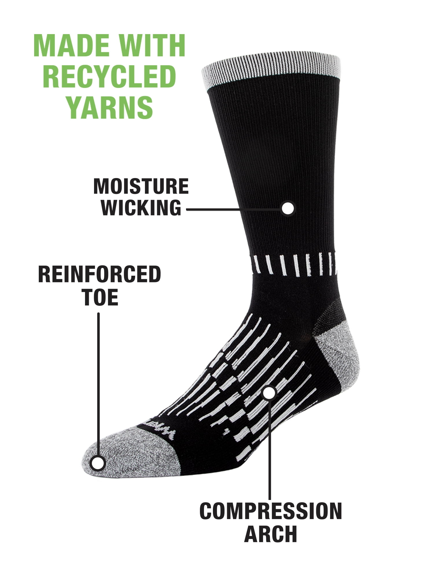Wrangler Men's Ultimate Durable Work Socks, Crew Socks for Men, Assorted, 6 Pack